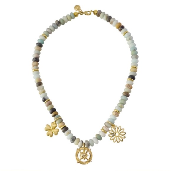 Mayamar Jewelry - New in box MAYAMAR 24kt Gold and   stone Necklace with 24kt gold charms